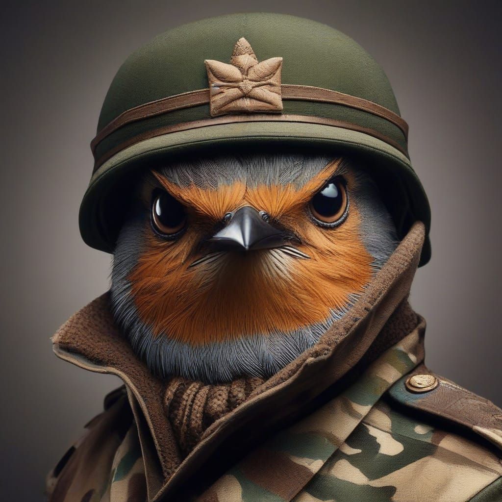 Army-Robin Portrait: Cynical, Charming, and Absurd
