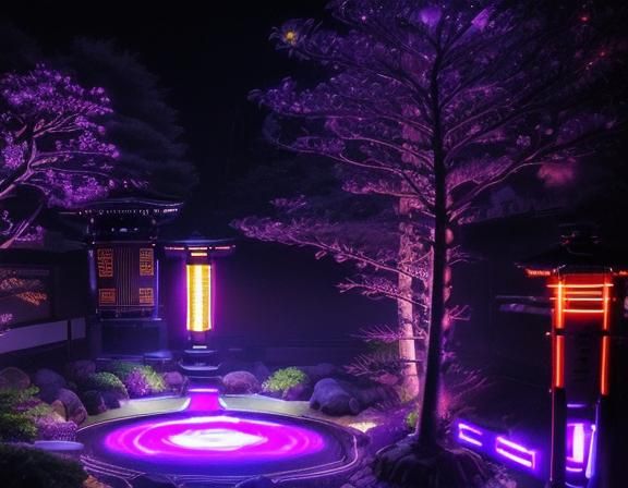 Midnight, Black-Light Japanese Garden V