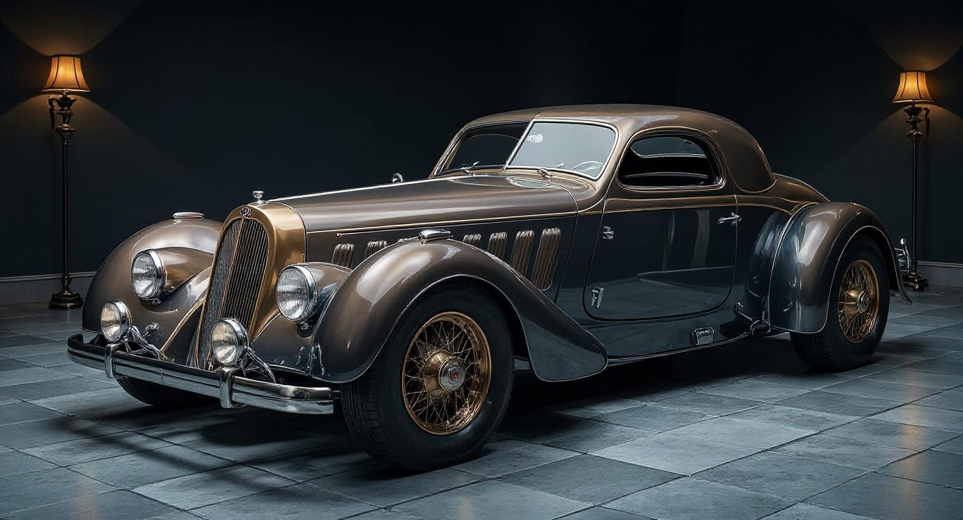Modified 1930 Bugatti Coupe with Covered Wheels