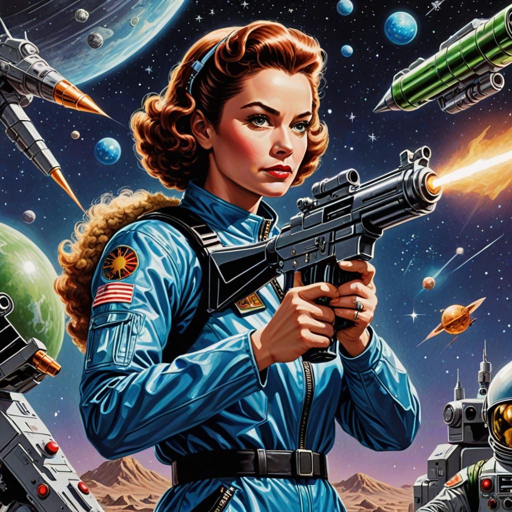 Galactic Empress Wields Cosmic Blaster