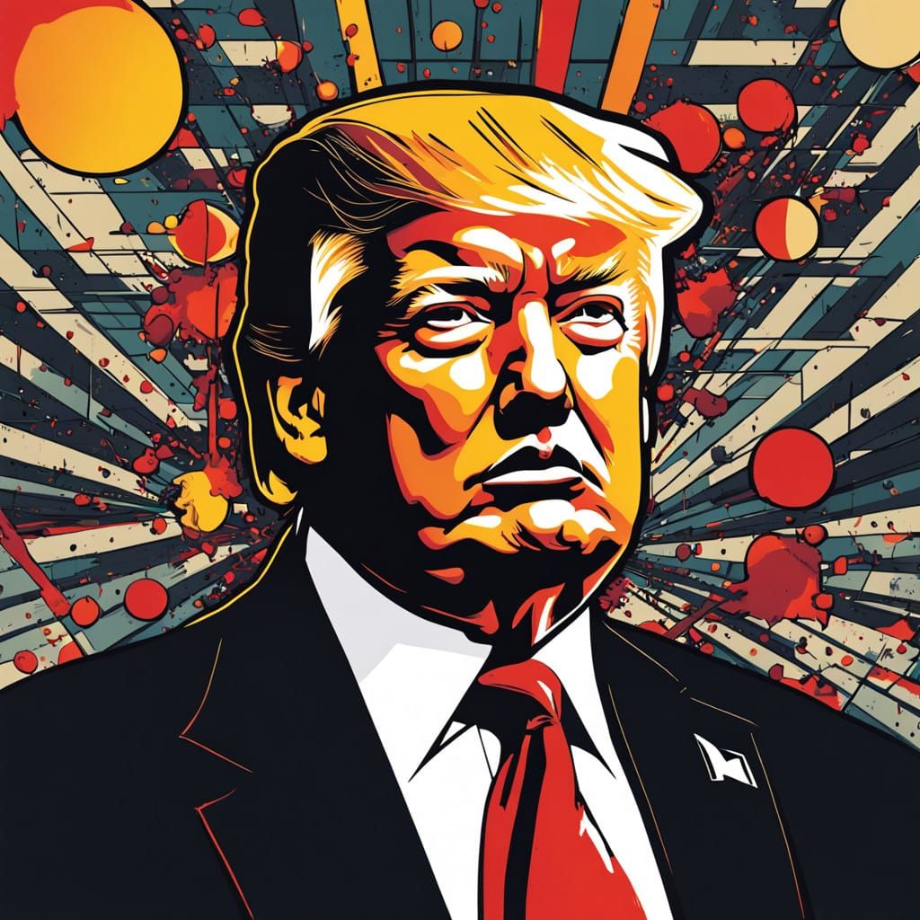 Grotesque Portrait of a Politician in Gaudy, Blood-Stained Y...