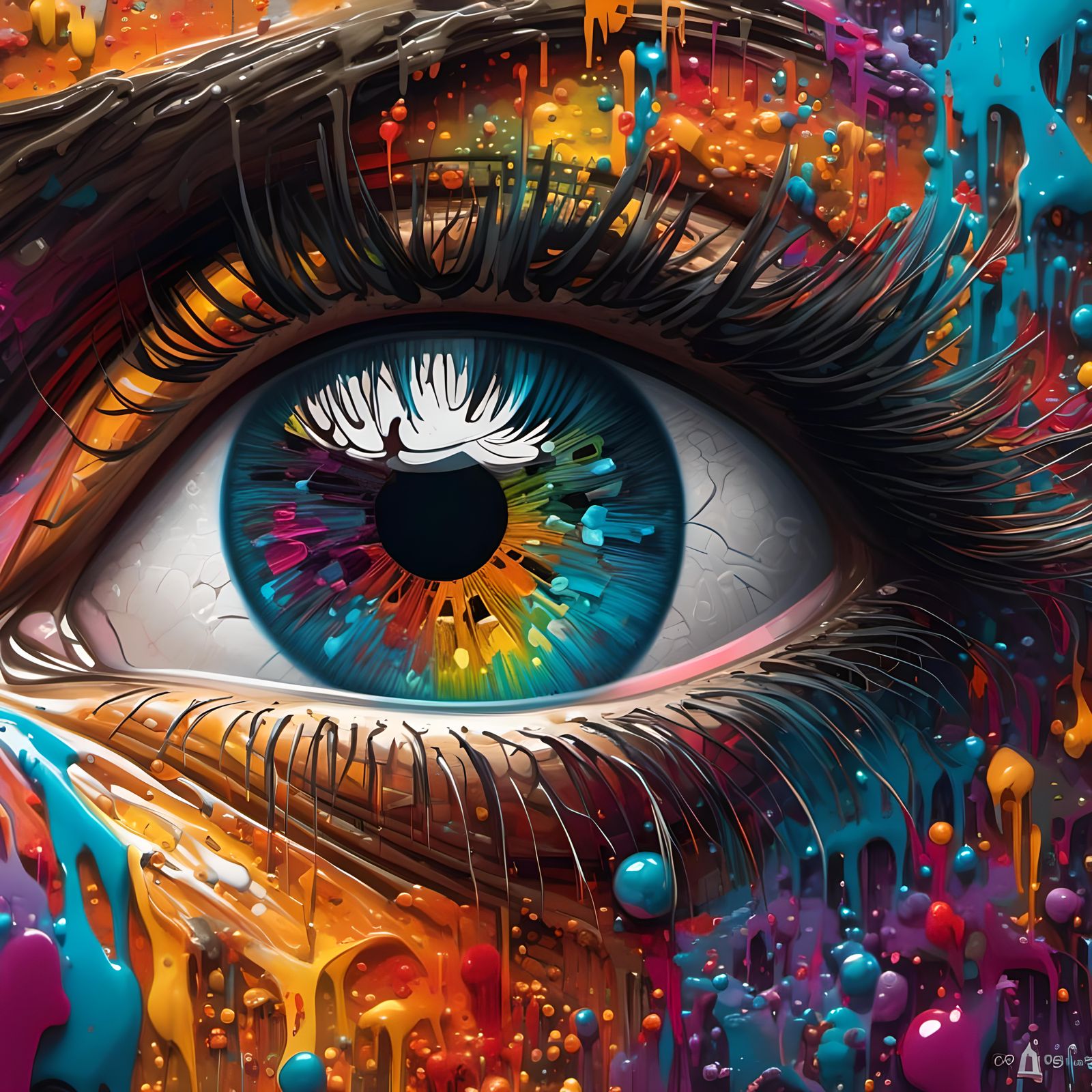 Fractal Eye in Graffiti Street Art Style