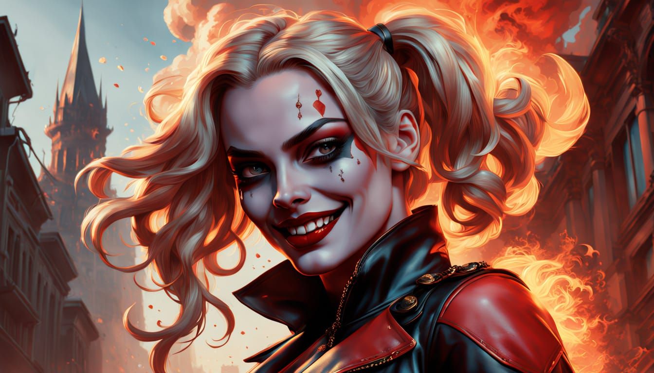 Harley Quinn: Triadic Colors Digital Art Masterpiece