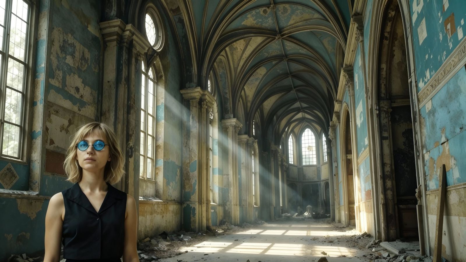 Impressionistic Cathedral Interior with Celestial Mosaics
