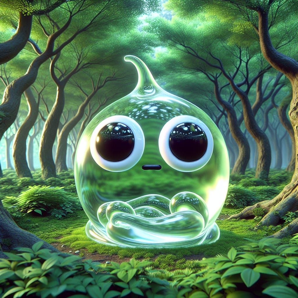 Charming Slime Creature in Surreal Forest Concept Art