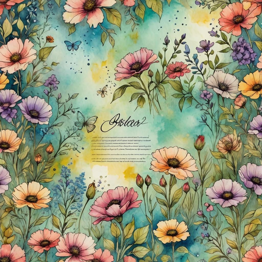 Floral Watercolor Letterhead on Parchment Paper