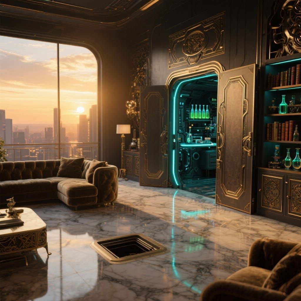Opulent Penthouse with Secret Labs and Hidden Passages