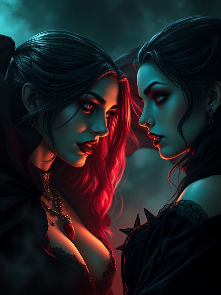 Sinister Female Vampires in Dark Mystical Realm