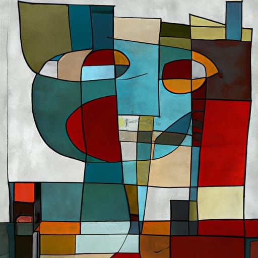 Colorful Abstract Cubism Geometric Composition