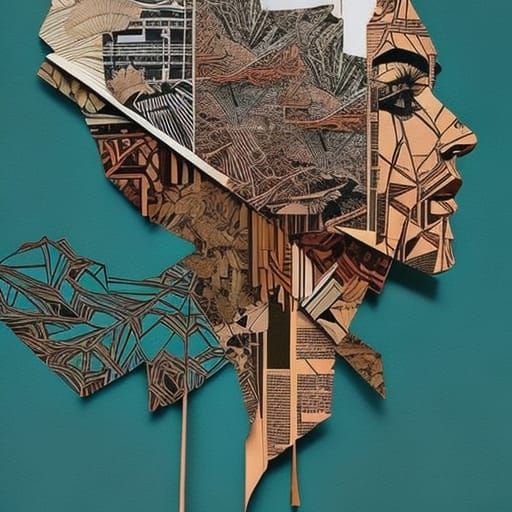 Intricate Collage Portrait in Modern Art Style