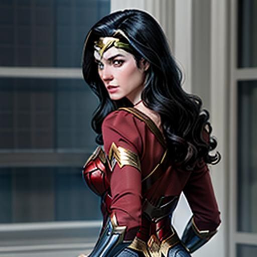 Diana Prince (Wonder Woman) transforming back to her civilian clothes.