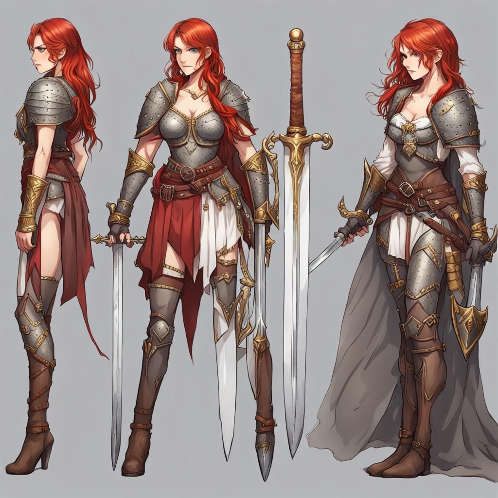 Redhead Valkyrie: Amazon Warrior with Sword