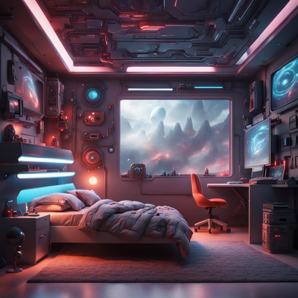 Modern Minimalist Sci-Fi Kids Bedroom