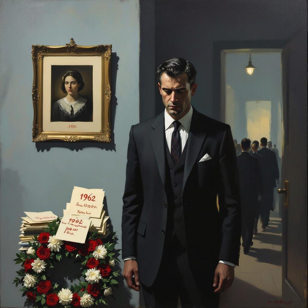 Melancholic Man in Oil Painting Style