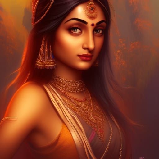 Beautiful Indian Girl: Detailed Matte Painting