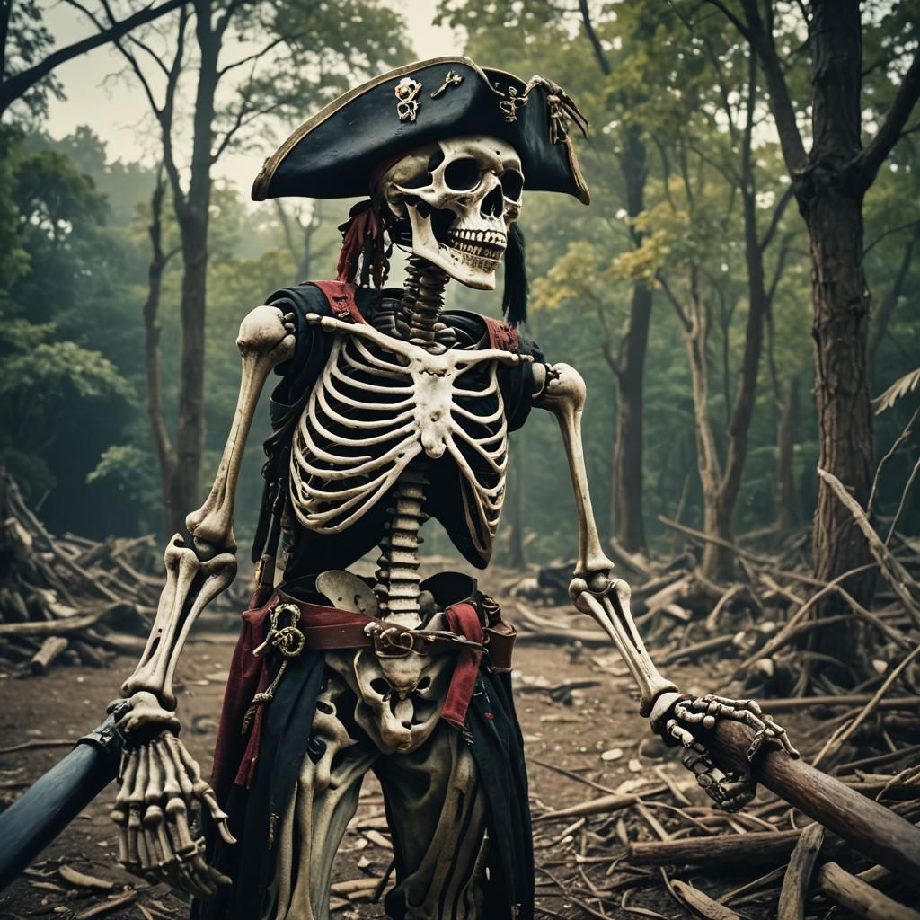 Cinematic Pirate Skeleton in Atmospheric Lighting
