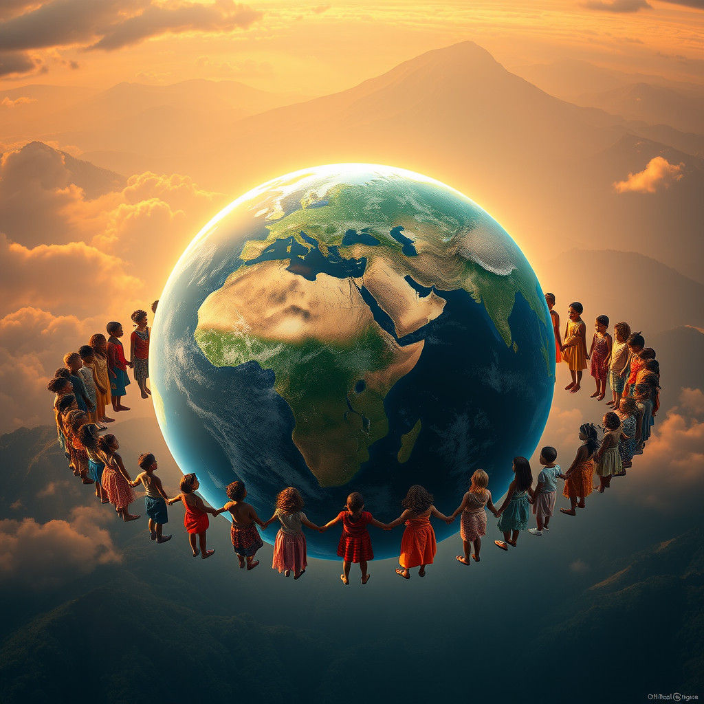 Children Unite Around the Earth: A Stalenhag-esque Vision