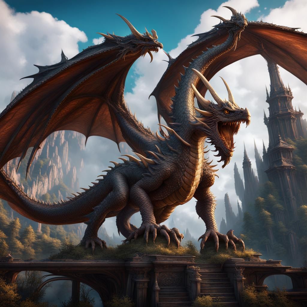 Detailed Seraphim Dragon Fantasy Concept Art