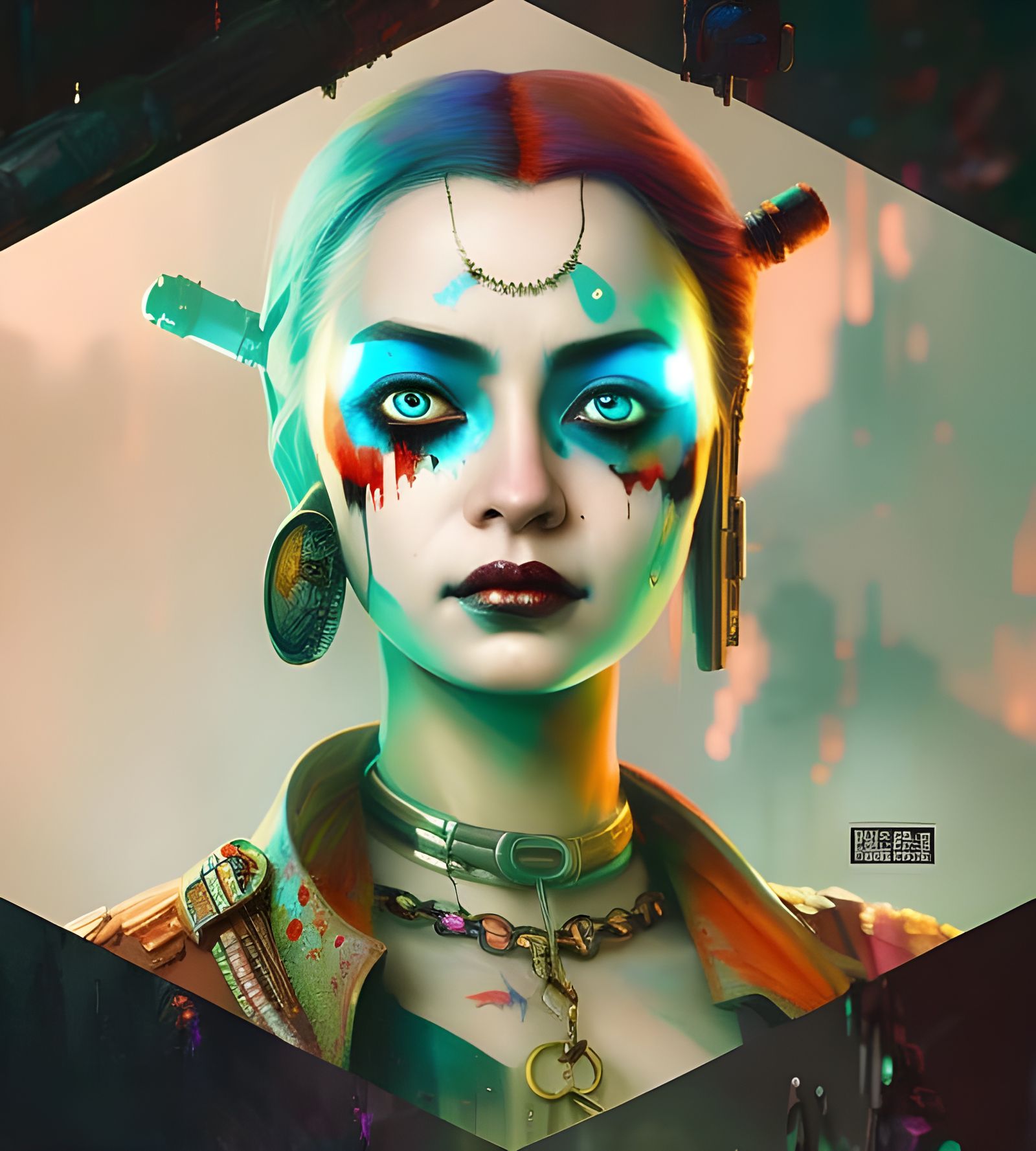 Biopunk Harley Quinn Portrait in Anime Style