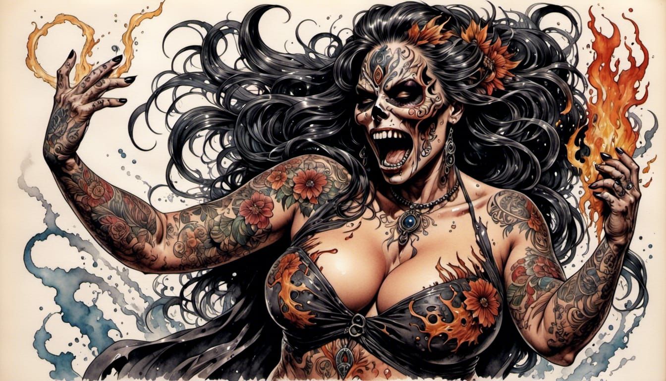 Vintage Comic Page: Dark Tattooed Dancer