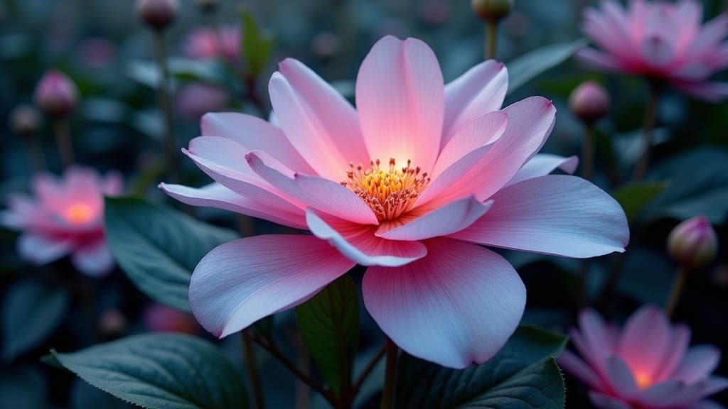 Love Symbolized by a Bioluminescent Flower in Surreal Style