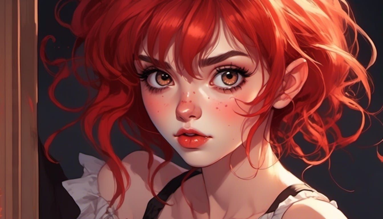 Comic Book Demon Girl in Lovecraftian Mansion