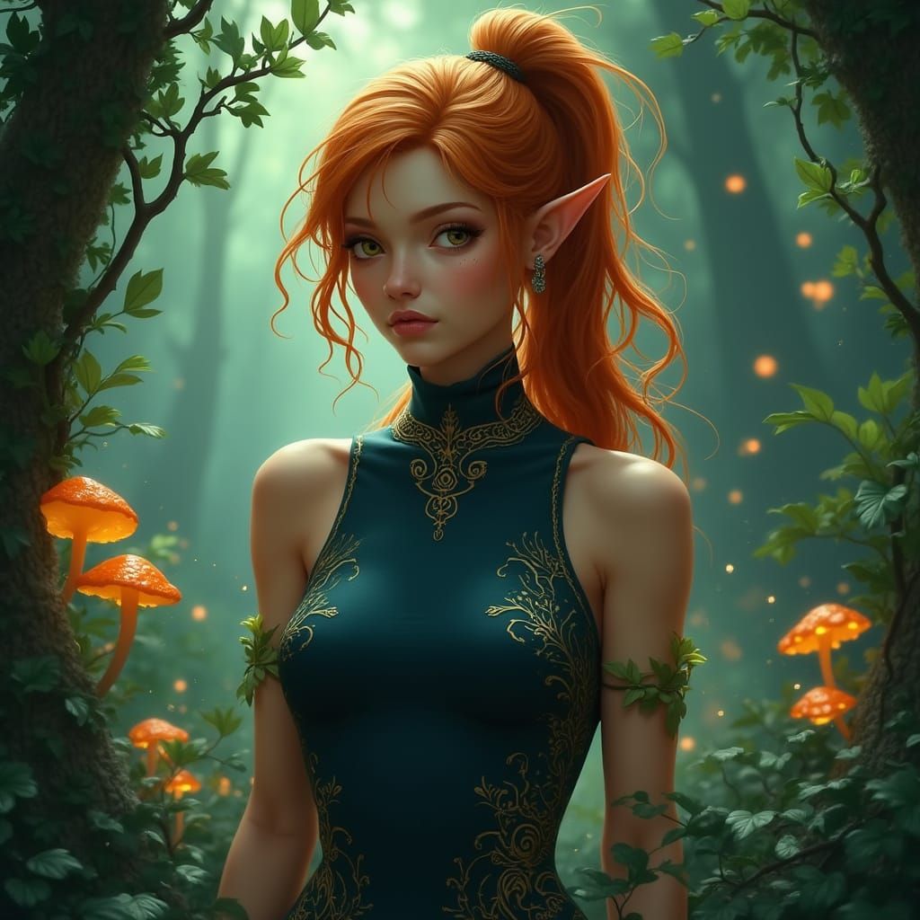 Ethereal Elf Druid in Nature's Embrace
