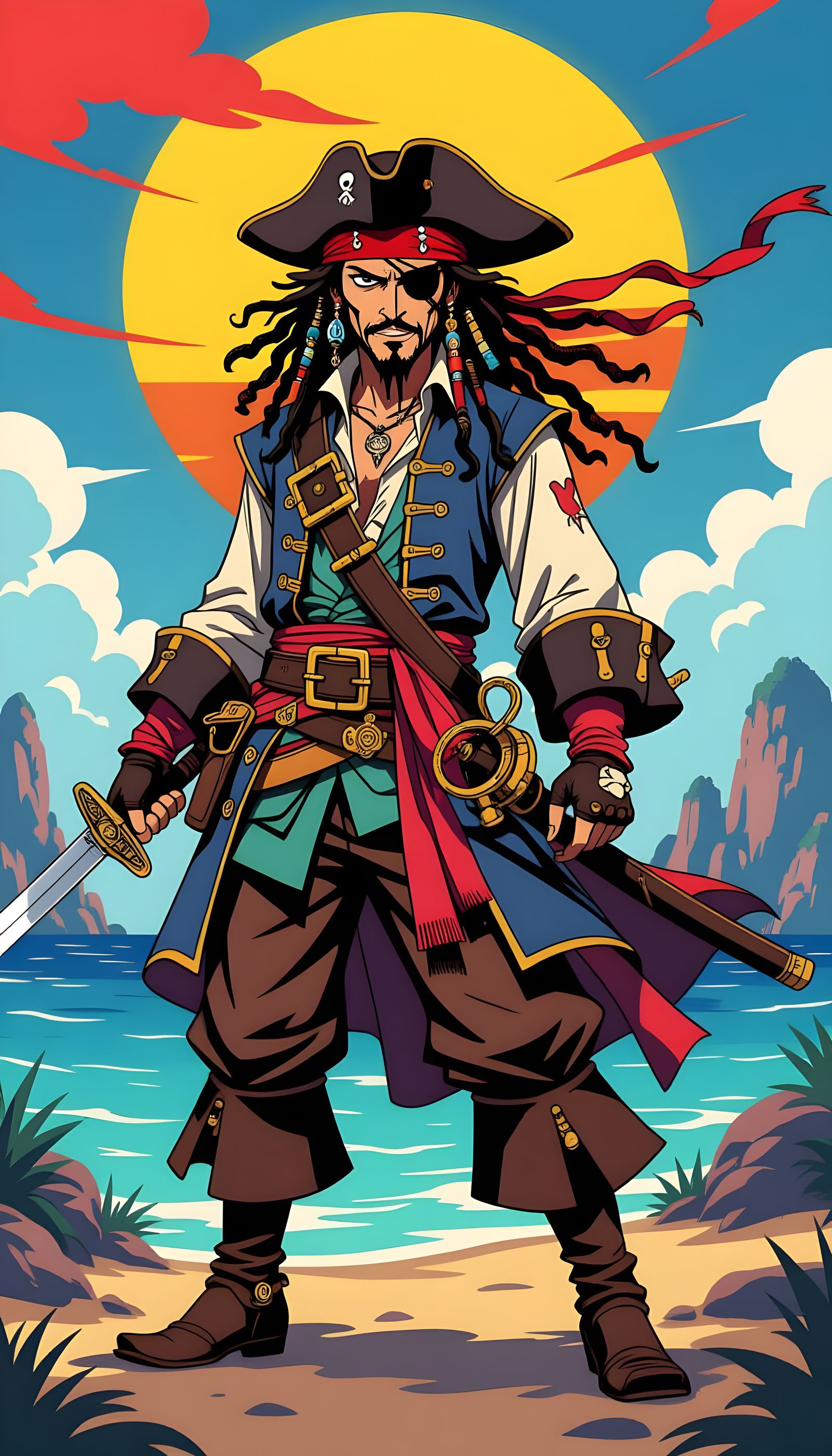 Anime Style Captain Jack Sparrow Portrait