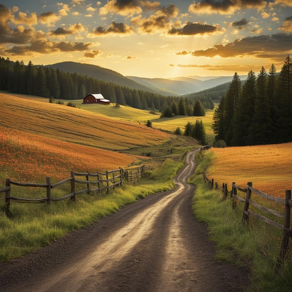 Country Road Leading Home: A Scenic Landscape