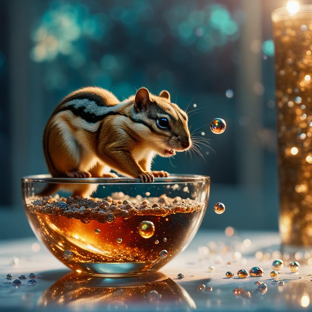 Chipmunk with Supernova Tears in Erté Style