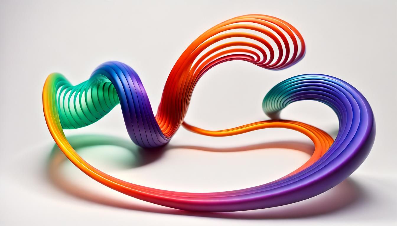 Fiery 3D Helix Line on White Background