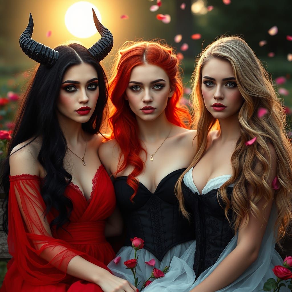 Goddesses in a Rose Garden: Cinematic Film Still