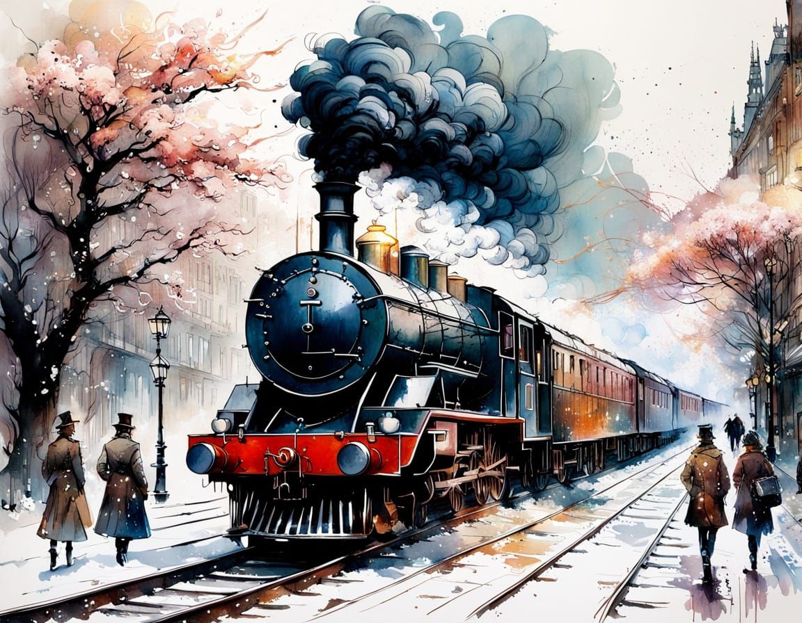 Steam Train Chugs Through Snowy Victorian London in Vibrant ...