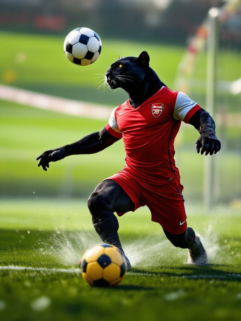 Black Panther Plays Soccer in Arsenal Kit