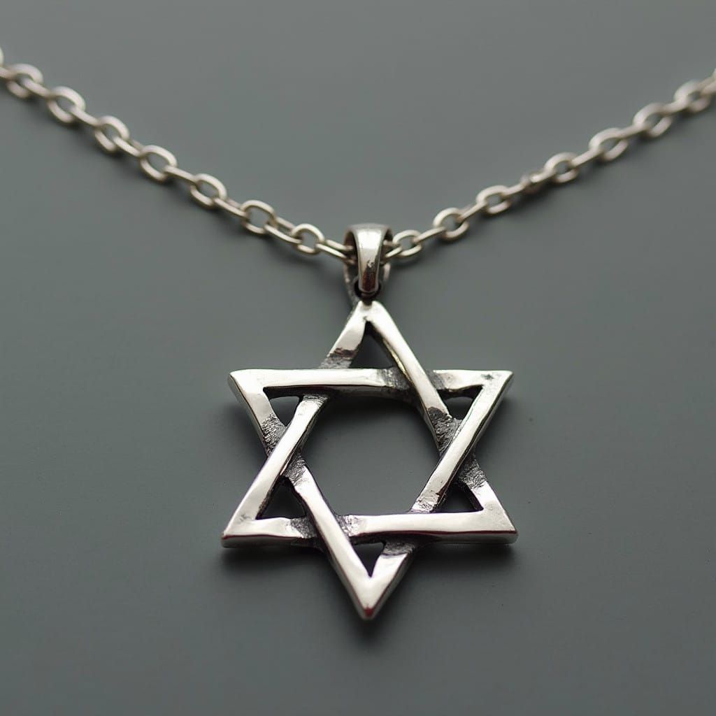 Sterling Silver Necklace Pendant with Star of David Design i...