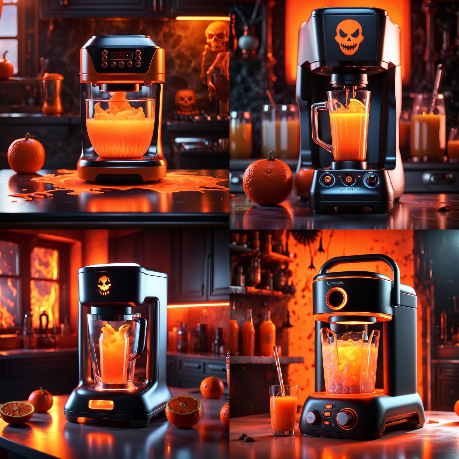 Spooky Evil Face on Blender with Glowing Drink