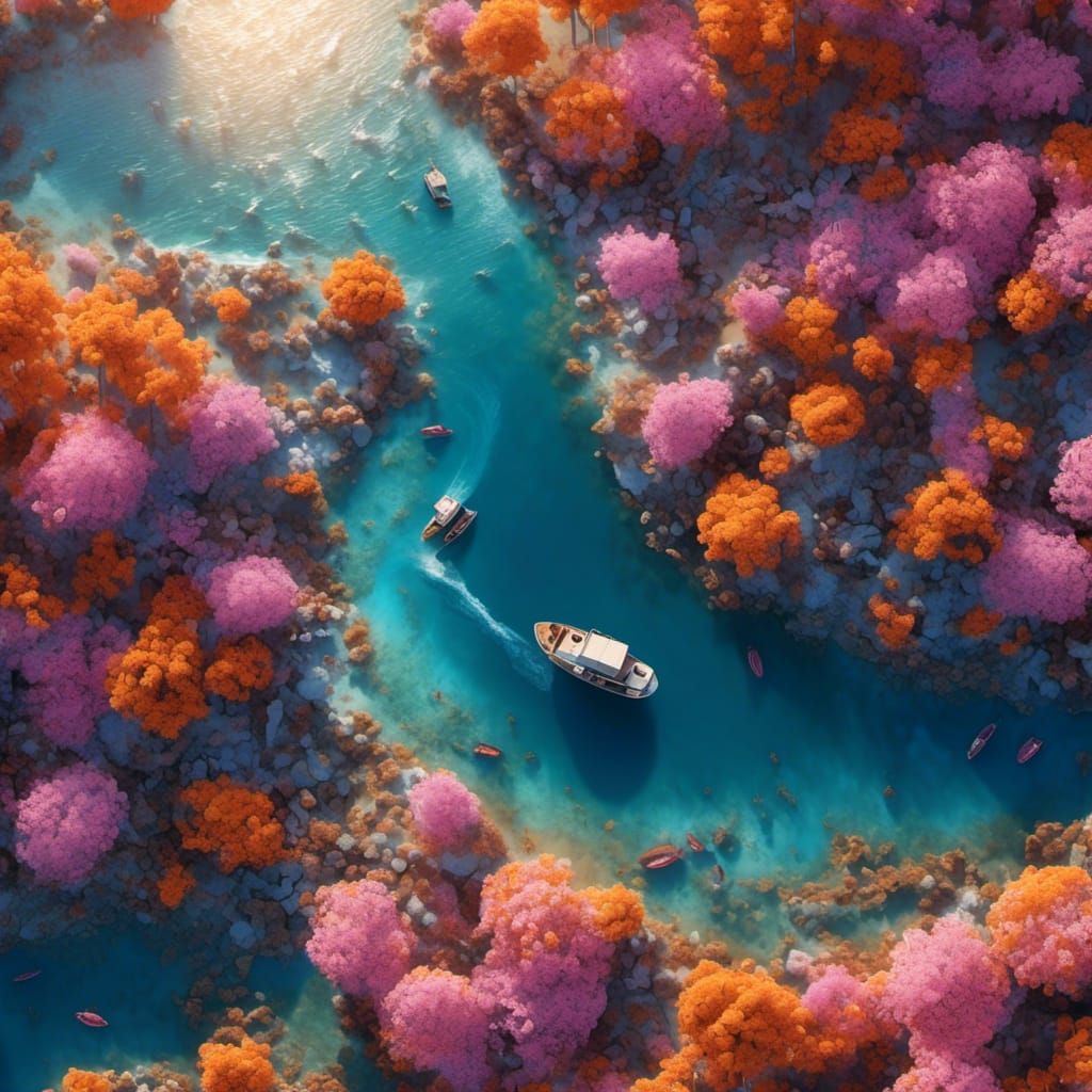 Evolving Technology: Caravel with Solar Sails at Sunset