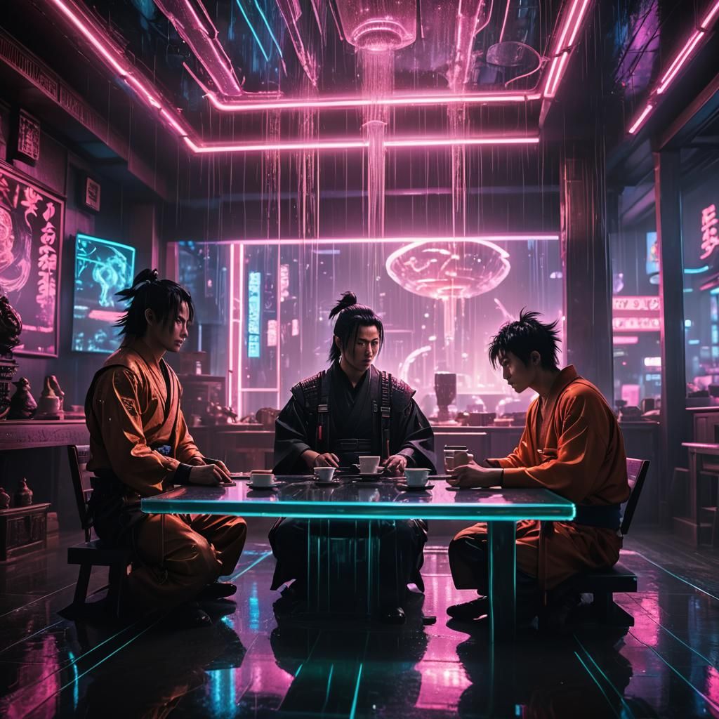 Ken and Goku in Cyberpunk Japan