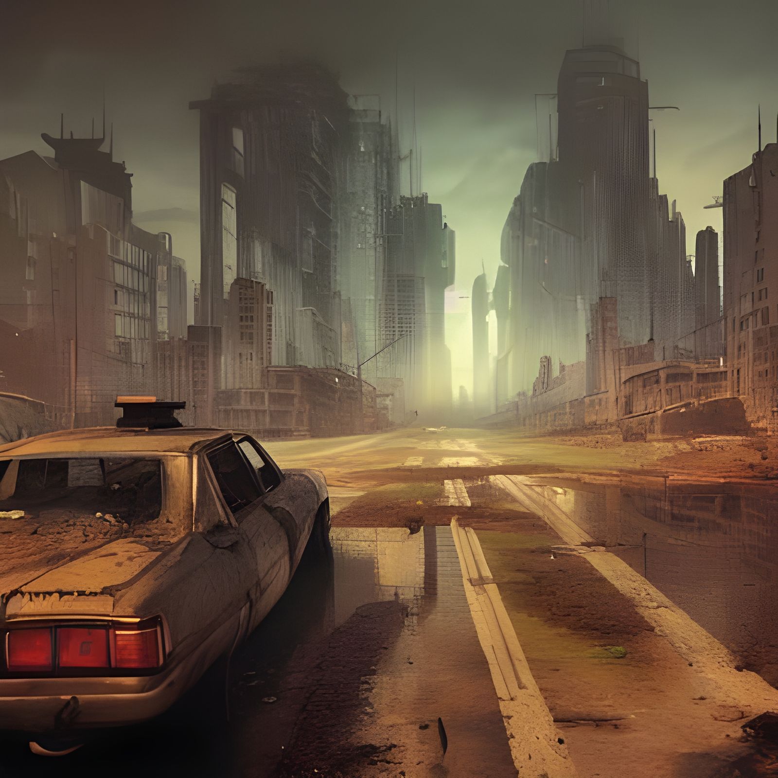 Dystopian Wasteland in Dark Fantasy Style