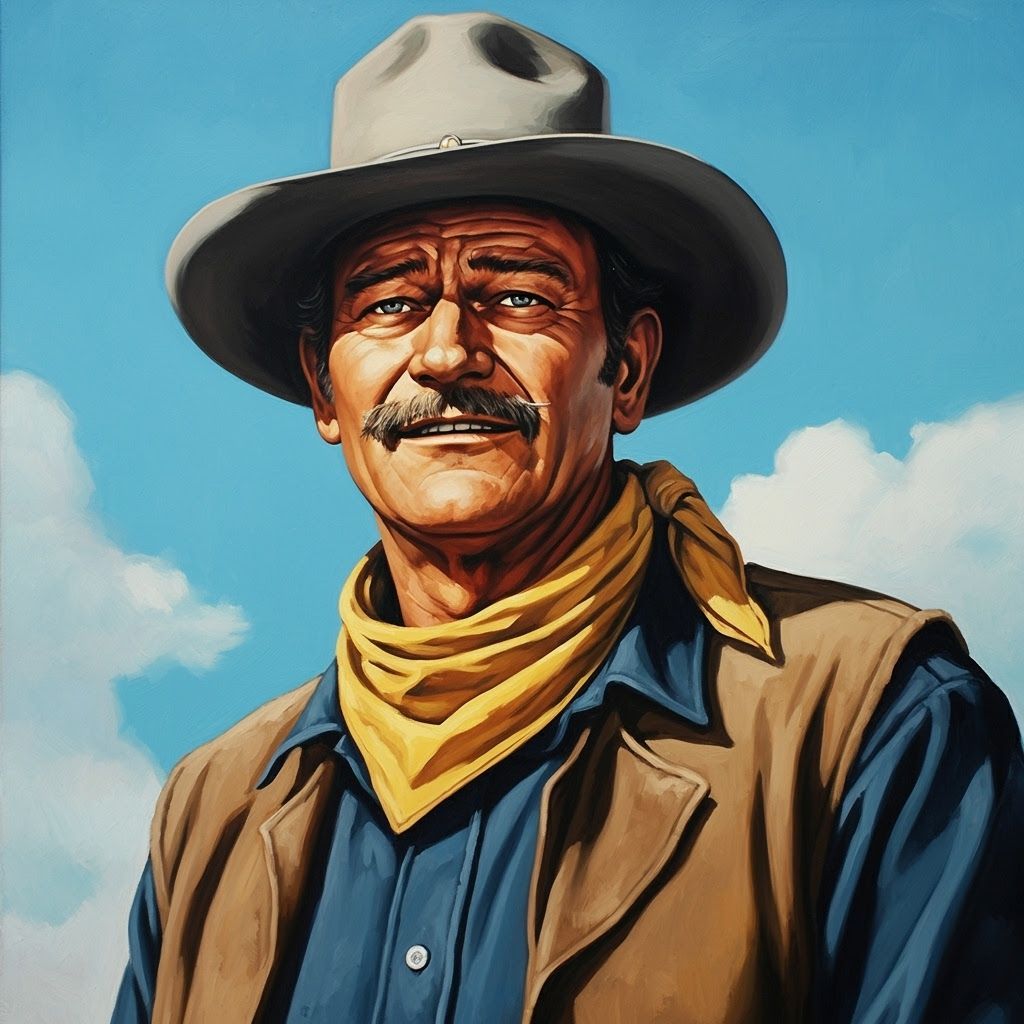 John Wayne as Cavalry Captain in Realistic Oil Painting