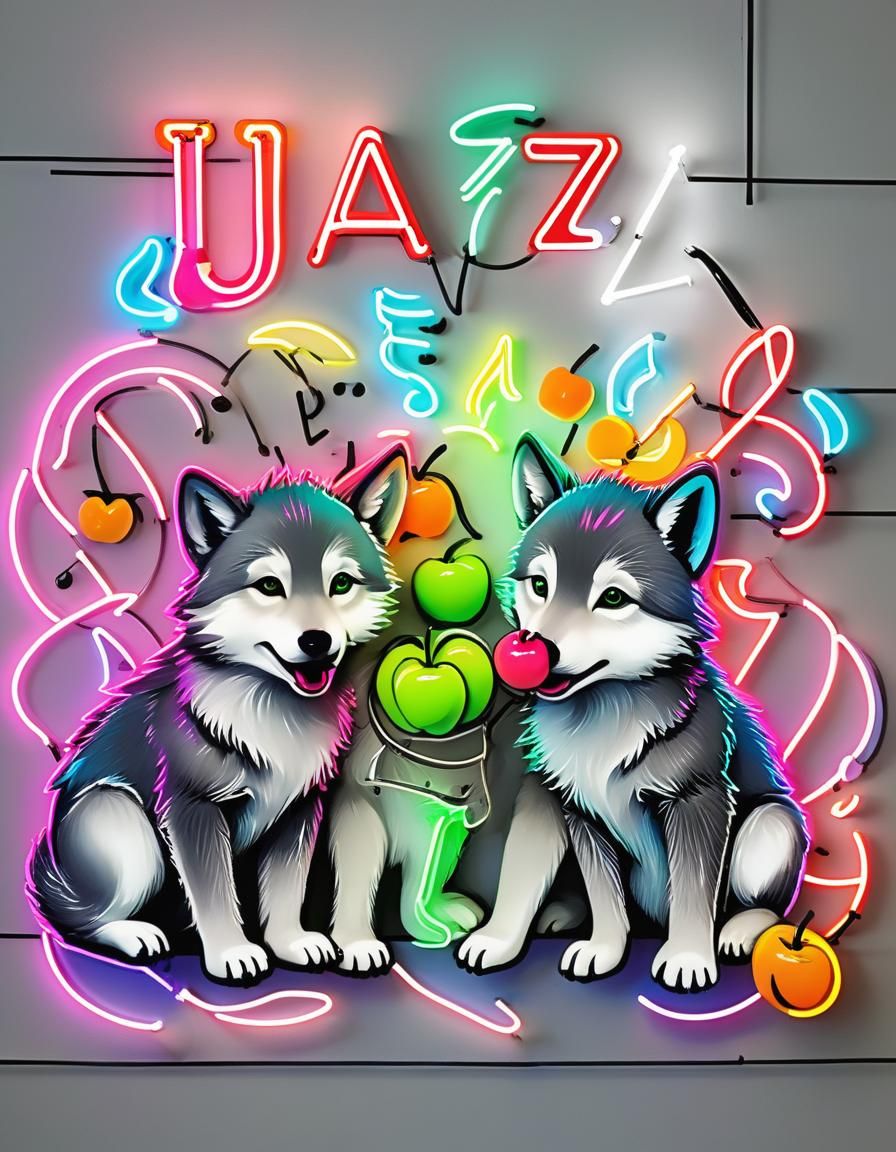 Neon Wolf Cubs with Jazz Sign