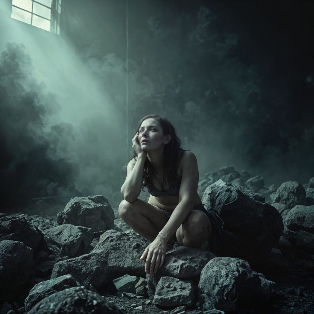 Abstract Dystopian Image of Suffering with Billowing Ash