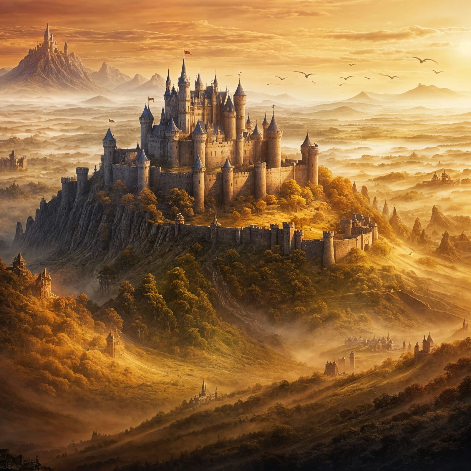 Detailed Fantasy Map of Distant Castle