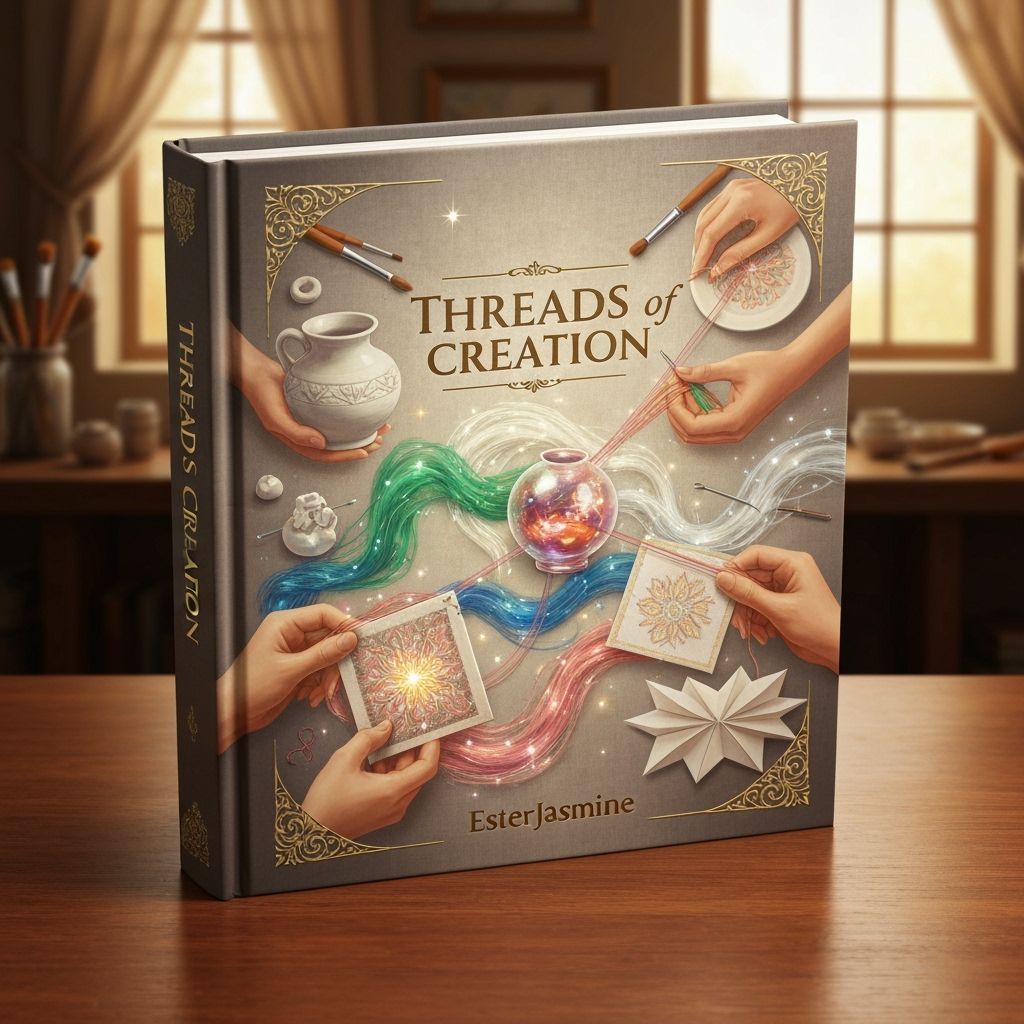 Luxury Craft Book "Threads of Creation" with Golden Filigree