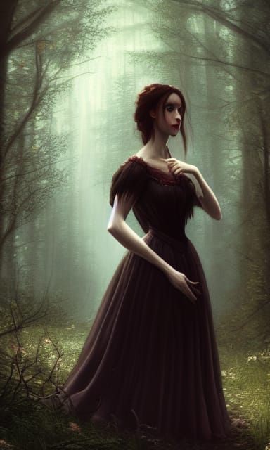 Dark Fantasy Portrait of Woman in Ballgown