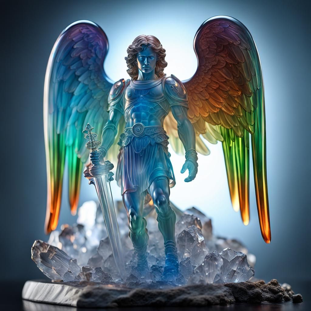Bioluminescent Crystal Archangel Michael Digital Art