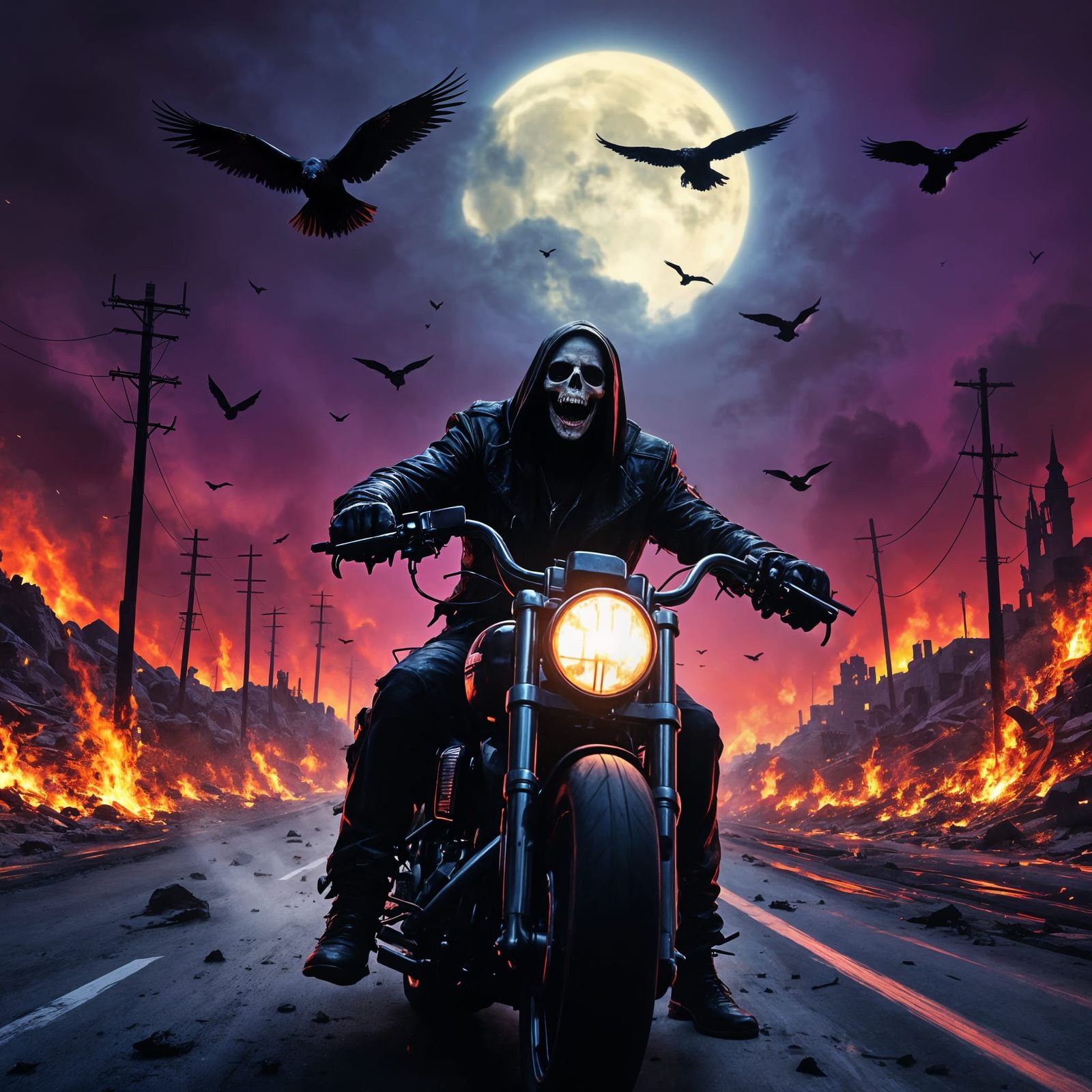 Grim Reaper Rides Harley in Hell: Graphic Novel Art