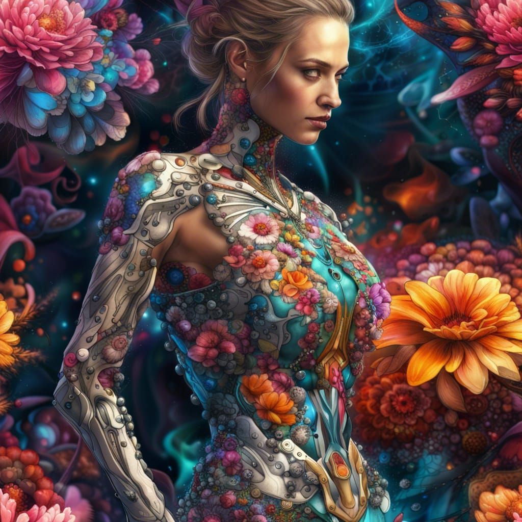 Floral Cyberpunk Wedding Dress