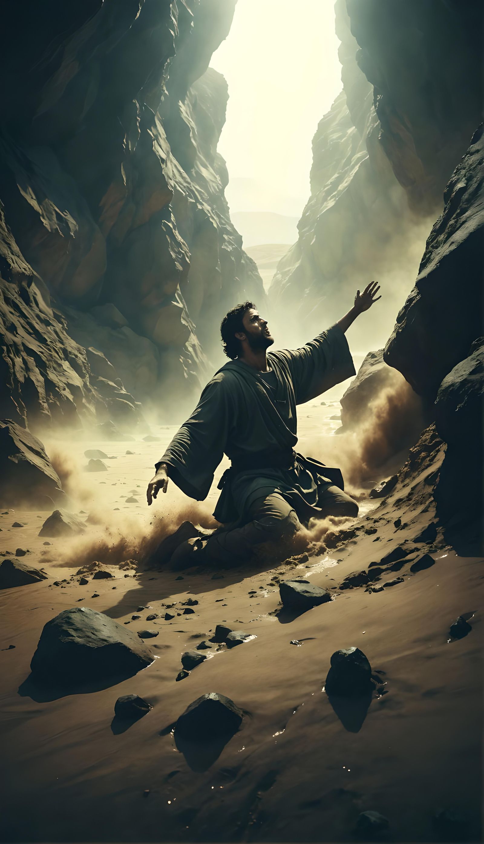 Biblical Rescue Scene with Divine Intervention