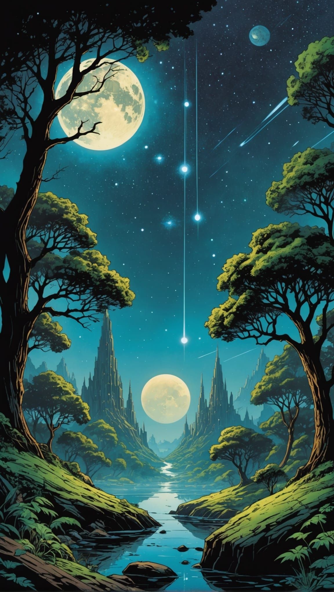 Cosmic Canopy in Comic Book Art Style